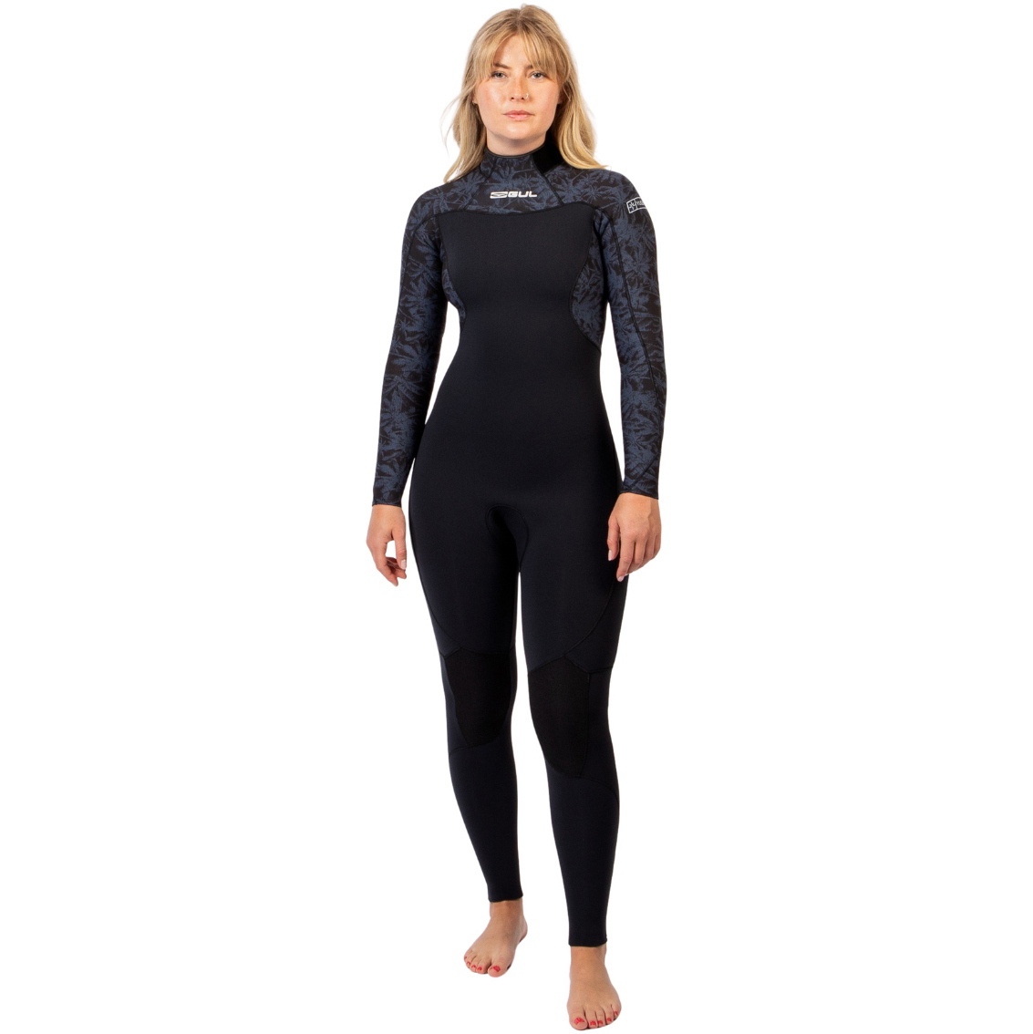 2026 Gul Womens Yulex Flexor 3/2mm Back Zip Wetsuit FX1222-BKSP - Black / Splaterpalm